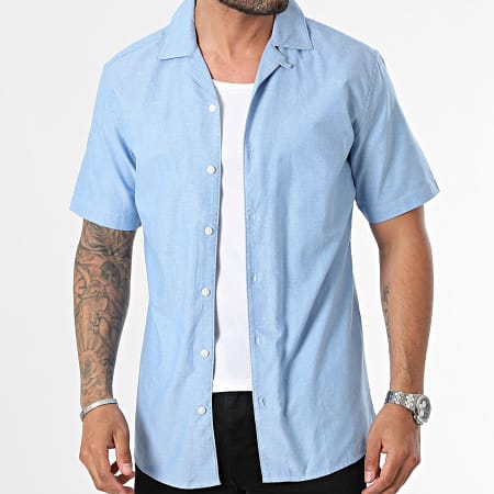 Only And Sons - Chemise Manches Courtes Alvaro Bleu Clair