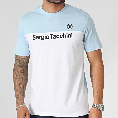 Sergio Tacchini - Tee Shirt Grave 40528 Blanc Bleu Clair