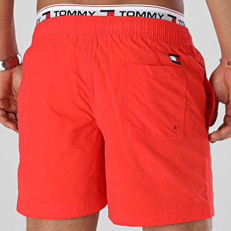 Tommy Jeans - Pantalón corto de baño con cordón mediano 2043 Rojo