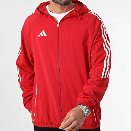Adidas Sportswear - Veste Zippée Capuche A Bandes Tiro24 IM8809 Rouge Blanc