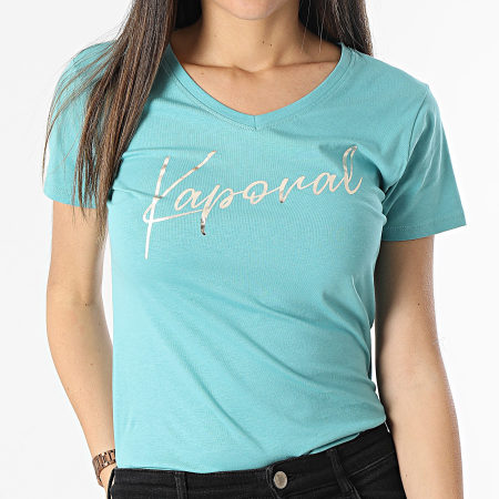 Kaporal - Camiseta esencial de mujer con cuello en V FRANW11 Azul turquesa