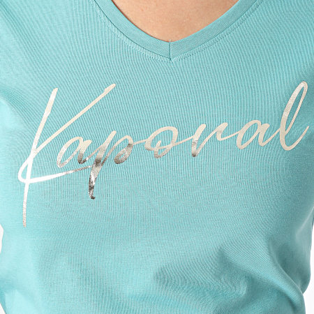 Kaporal - Camiseta esencial de mujer con cuello en V FRANW11 Azul turquesa