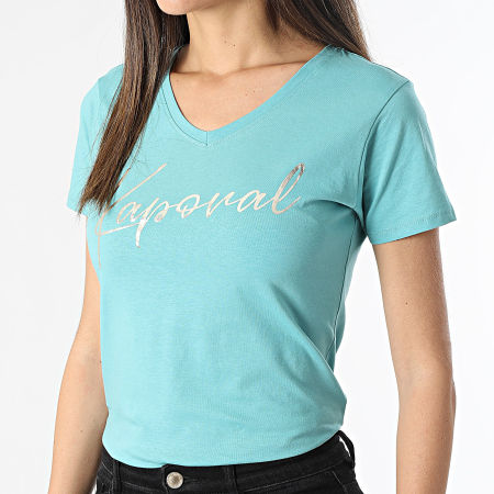 Kaporal - Camiseta esencial de mujer con cuello en V FRANW11 Azul turquesa