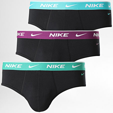 Nike - Confezione da 3 slip in cotone elasticizzato KE1006 Nero Viola Verde Azzurro