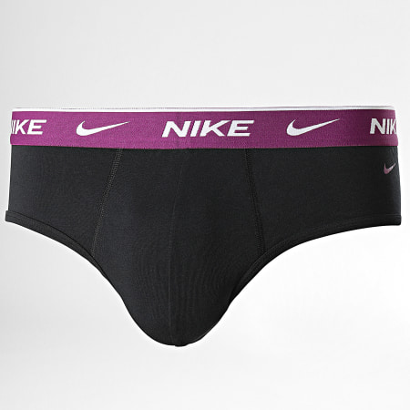 Nike - Lot De 3 Slips Everyday Cotton Stretch KE1006 Noir Violet Vert Bleu Clair