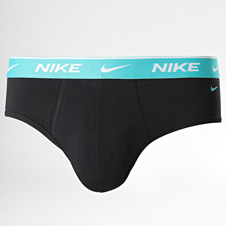 Nike - Paquete de 3 calzoncillos de algodón elástico KE1006 Negro Morado Verde Azul claro