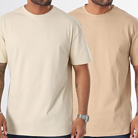 Urban Classics - Set van 2 oversized zware T-shirts TB1778A Beige