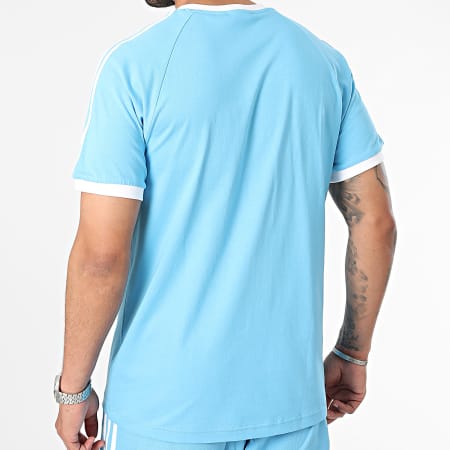 Adidas Originals - Ensemble Tee Shirt Et Short Jogging A Bandes IM9392-IR8008 Bleu Blanc