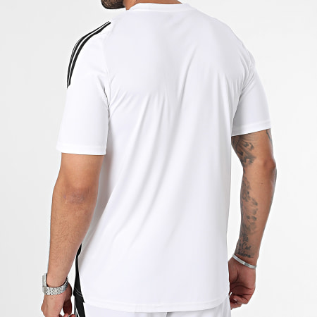Adidas Sportswear - Ensemble Tee Shirt Et Short Jogging A Bandes IS1019-IR9380 Blanc Noir