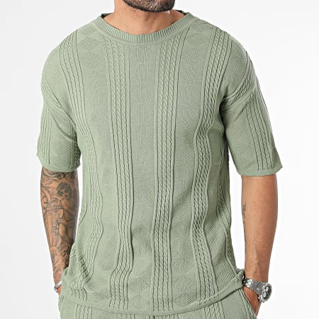 Ikao - Conjunto de camiseta y pantalón de chándal verde caqui