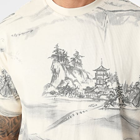 Ikao - Conjunto de camiseta oversize y pantalón corto de jogging beige