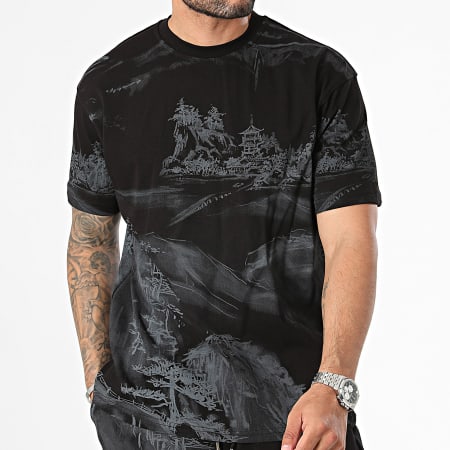 Ikao - Set di maglietta oversize nera e pantaloncini da jogging