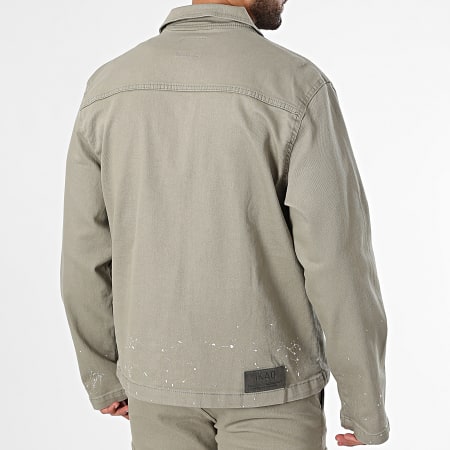 Ikao - Conjunto de chaqueta con cremallera y pantalón cargo beige