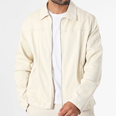 Ikao - Set giacca con zip e pantaloni cargo beige