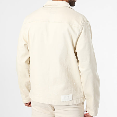 Ikao - Conjunto de chaqueta con cremallera y pantalón cargo beige