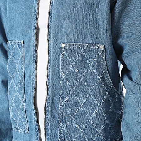 Ikao - Conjunto de vaquero azul regular y chaqueta con cremallera