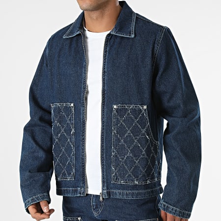 Ikao - Conjunto de vaquero azul regular y chaqueta con cremallera