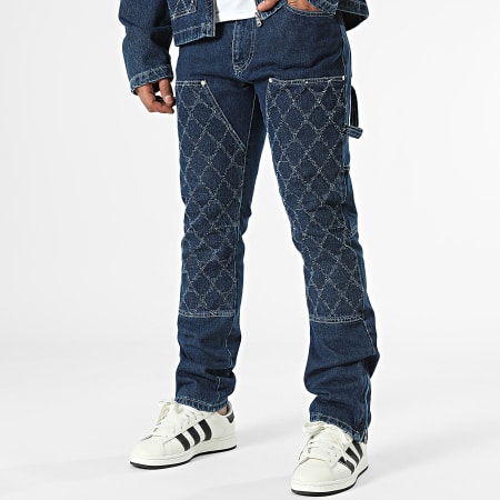 Ikao - Set di jeans regular in denim blu e giacca con zip