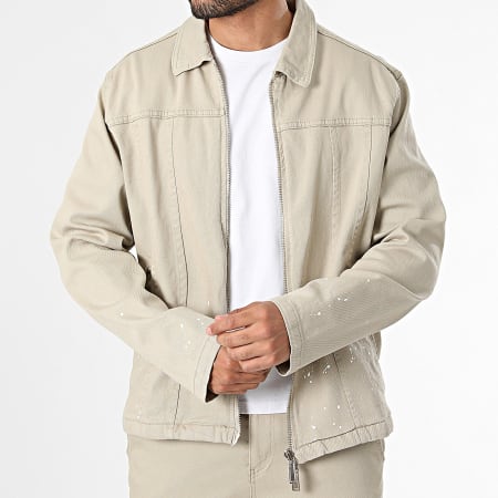 Ikao - Set giacca con zip e pantaloni cargo beige