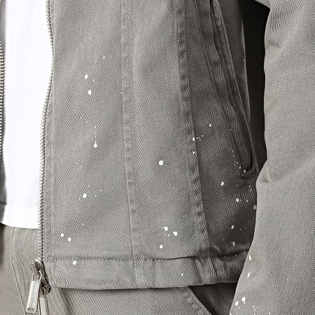 Ikao - Set giacca con zip e pantaloni cargo grigi