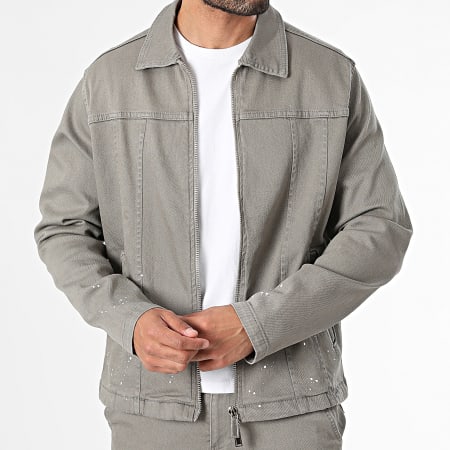 Ikao - Set giacca con zip e pantaloni cargo grigi