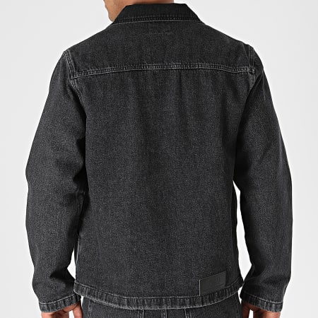 Ikao - Conjunto de vaquero negro gris regular y chaqueta con cremallera