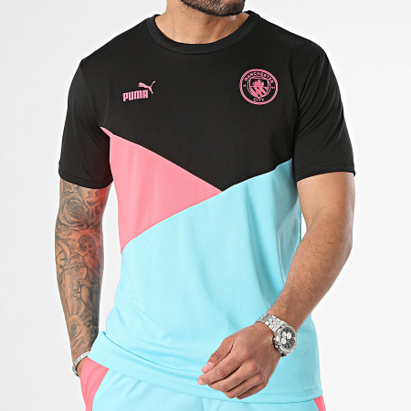 Ensemble Maillot De Foot Et Short Jogging Manchester City 777110 777114 Bleu Rose Noir