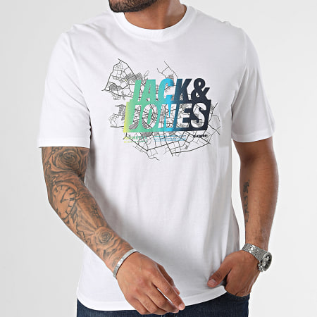 Jack And Jones - Tee Shirt Map Summer Blanc