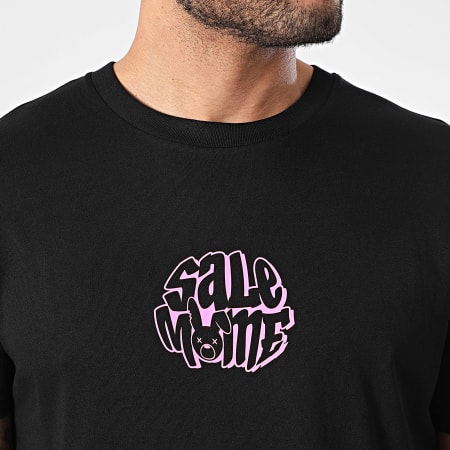 Sale Môme Paris - Camiseta Half Rabbit Negro Rosa Fluo