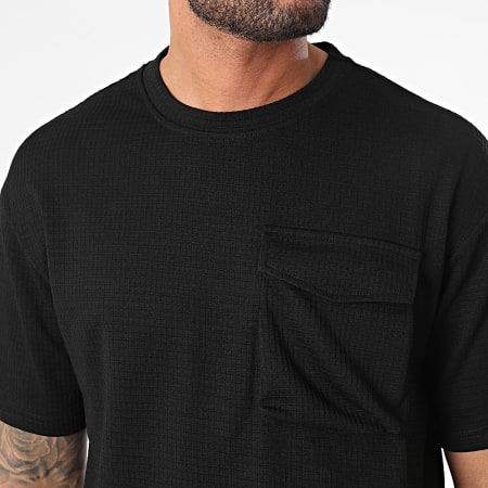 MTX - Conjunto de camiseta negra con bolsillos y pantalón corto tipo cargo
