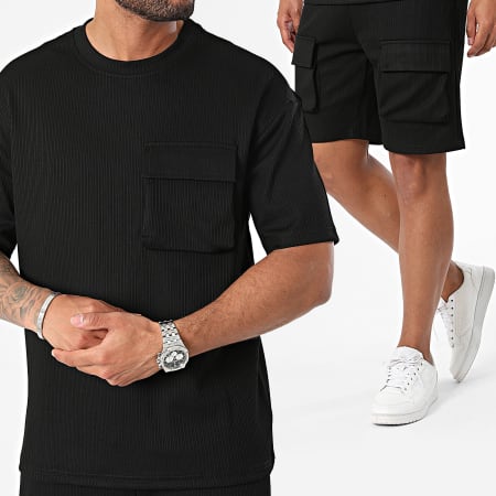 MTX - Set di maglietta nera e pantaloncini cargo