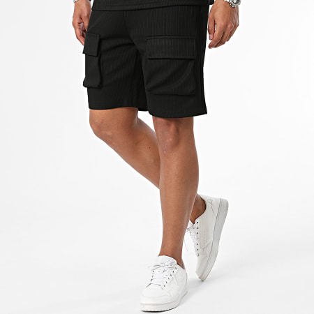 MTX - Conjunto de camiseta negra y pantalón corto tipo cargo