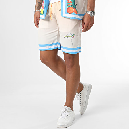 MTX - Set camicia a maniche corte e pantaloncini da jogging giallo blu bianco