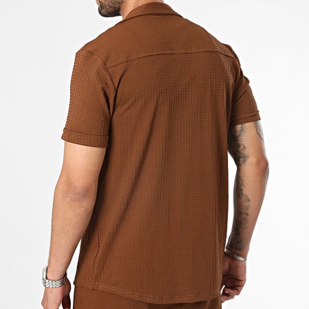 MTX - Conjunto marrón de camisa de manga corta y pantalón corto de jogging