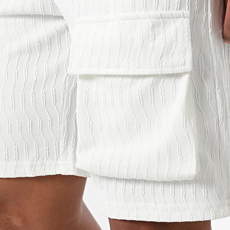 MTX - Conjunto de camiseta blanca con bolsillos y pantalón corto tipo cargo