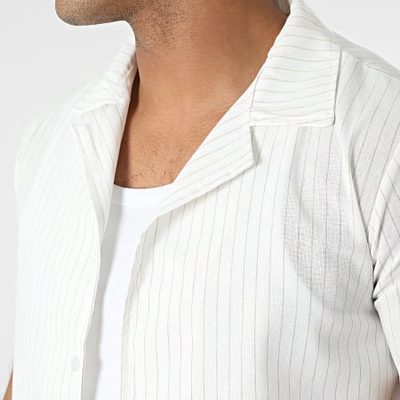 MTX - Conjunto de camisa de manga corta y pantalón corto de rayas blancas