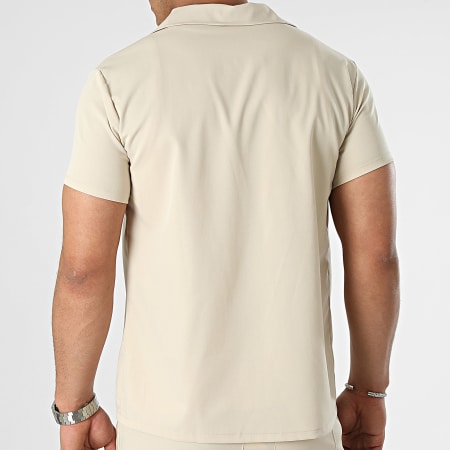 MTX - Set camicia a maniche corte e pantaloncini da jogging beige