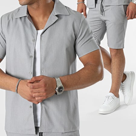 MTX - Conjunto de camisa de manga corta y pantalón corto de jogging gris brezo