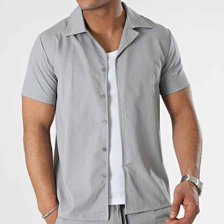MTX - Conjunto de camisa de manga corta y pantalón corto de jogging gris brezo