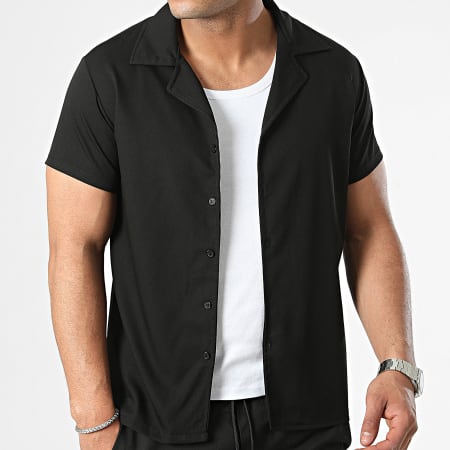 MTX - Conjunto de camisa negra de manga corta y pantalón corto de jogging