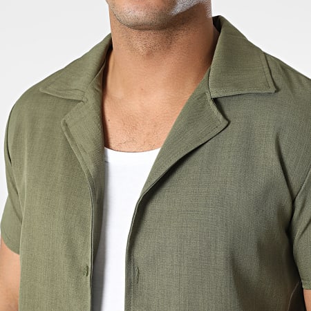 MTX - Conjunto de camisa de manga corta y pantalón corto verde caqui