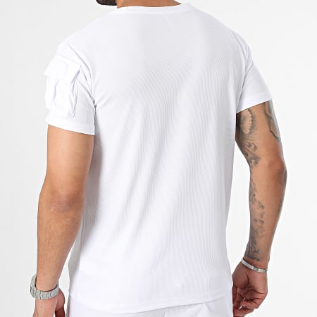 MTX - Conjunto de camiseta blanca y pantalón corto tipo cargo