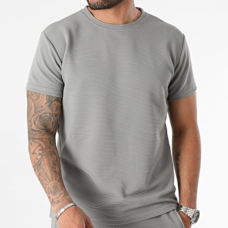 MTX - Conjunto de camiseta gris y pantalón corto de jogging