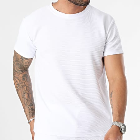 MTX - Conjunto de camiseta blanca y pantalón corto de jogging