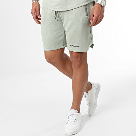 MTX - Conjunto de camiseta verde y pantalón corto de jogging