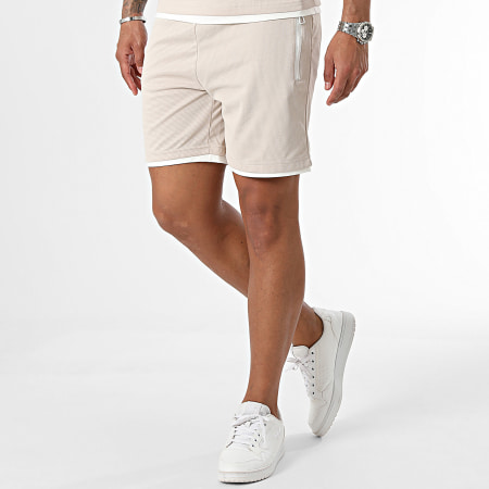 MTX - Conjunto de camiseta y pantalón corto de jogging beige