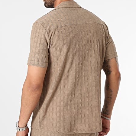 MTX - Conjunto de camisa de manga corta y pantalón corto marrón claro