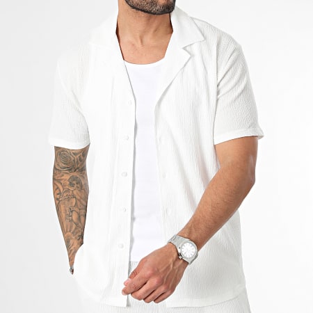 MTX - Conjunto de camisa blanca de manga corta y pantalón corto de jogging