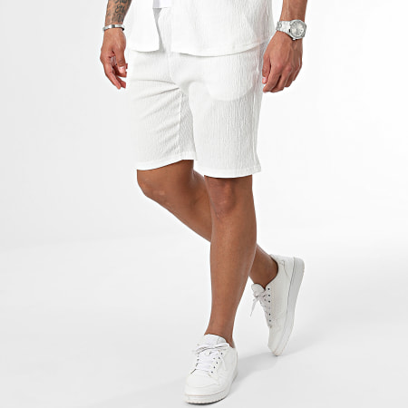 MTX - Set camicia bianca a maniche corte e pantaloncini da jogging