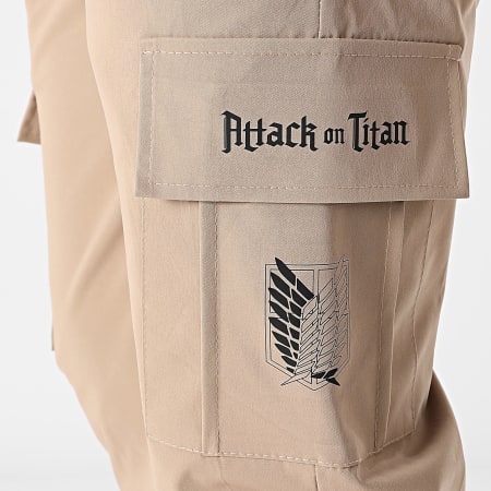 Attaque des Titans - Encuesta Cops Logo Beige Negro Cargo Pantalones